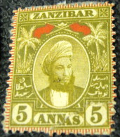 Zanzibar 1896 Sultan Hamid Bin Thumaini 5A - Mint Damaged - Zanzibar (...-1963)