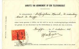 862/21 - Abonnement TELEPHONES BRUGES 1928 - Cachet Ovale Bilingue Sur Timbre Fiscal - Telephone [TE]