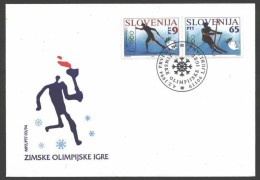 A031 FDC Slowenien Slovenia  1994 Mi.No. 76 - 77 Sport Winter Olympic Games - Lillehammer Skiing Slalom Olympic Flame - Invierno 1994: Lillehammer