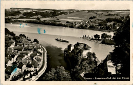 AK Passau, Zusammenfluss Der 3 Flüsse, Gel 1956 - Passau