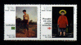 Brasil 2013 ** Relaciones Diplomat. Con Georgia. Pintura. Leñador (Pinto Bandeira) Pescador En.... (Pirosmani). See Desc - Unused Stamps