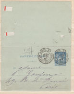 FRANCE CARTE LETTRE 15C BLEU TYPE SAGE OBL ABBEVILE 29.4.1899 - Letter Cards