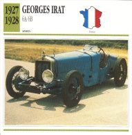 Georges Irat Type 6A  -  1927  -  Fiche Technique/Carte De Collection - Autos