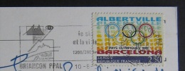 Francia 1992 Albertville Barcellona Pays Olympiques Isolato Su Cartolina - Covers & Documents