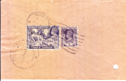 1946 Airmail Cover From Maubin, Burma [machine Obliterator] To Paganeri, India - Myanmar (Birmanie 1948-...)