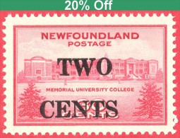 Newfoundland # 268 - 2 Cents Over 30 Cents  -  Mint - Dated 1946 /  Terre Neuve / University  Issue - Université - 1908-1947