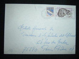 LETTRE TP YT 1784 RATON LAVEUR 0,40F + TROYES 0,10F OBL.MEC. 27-8-1974 PARIS 104 (75) - Cartas & Documentos