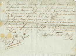 921/21 - GAND An 14 - Reçu De Mr Van Den Hecke Un Paiement De 255 Fr Pour Prairie à MOERBEKE - 1794-1814 (Franse Tijd)