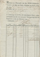 924/21 - Document GAND 1794 - Renten Op D' Entremise Van Denis Papeleu , Trezorier Der Stad Van Gend - 1790-1794 (Französische Revolution)