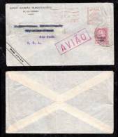 Brazil 1933 ZEPPELIN Cover Overprint Mixed Meter To USA BANCO ALEMAO TRANSATLANTICO - Cartas & Documentos