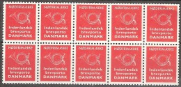 DENMARK # BLOCK OF 10 EMERGENCY STAMP From The Year 1963 - Hojas Bloque