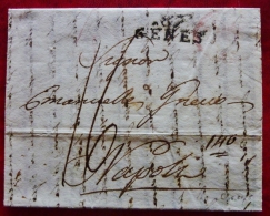 Francia  1812 Impero Napoleone Lettera Da Genova A Napoli - " 87 Genes" In Nero - ...-1850 Préphilatélie
