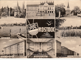 CPA ROSTOCK- CASTLE, GATE, CITY HALL, HARBOUR, SWIMMING POOL, BOATS, TRAM, TRAMWAY, CAR - Rostock