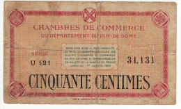 3 Billets 50 Cinquante Centimes Chambre De Commerce De Paris De Besançon Du Puy De Dôme Billet - Chambre De Commerce