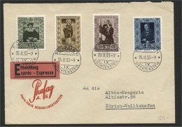 LIECHTENSTEIN, PAINTINGS III 1953, FULL SET ON COVER - Lettres & Documents