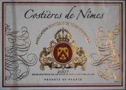 ETIQUETTE De VIN " COSTIERES De NIMES CONTROLE " - Mis En Bouteilles  Les Caves Du Pré 30300 Beaucaire - Parfait état  - - Languedoc-Roussillon