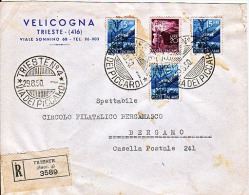 2-Trieste A-AMGFTT-Occupazione Anglo Americana-allied Occupation-15 L.(x3) +20L. Fiera Di Trieste 1950-Raccomandata - Marcophilie