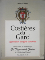 ETIQUETTE De VIN " COSTIERES Du GARD " - Les Vignerons De Générac 30510 - Parfait état  - - Languedoc-Roussillon