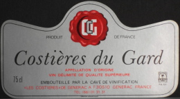 ETIQUETTE De VIN " COSTIERES Du GARD " - Les Costiéres De GENERAC 30510 - Parfait état  - - Languedoc-Roussillon