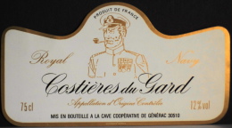 ETIQUETTE De VIN " COSTIERES Du GARD ROYAL NAVY " - Mis En Bouteille à La Cave De GENERAC 30510 - Parfait état  - - Militaria