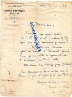 15 - AURILLAC - COMITE D' AUVERGNE FEDERATION FRANCAISE DE TENNIS DE TABLE-PING PONG- 1934 - Sports & Tourism