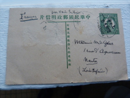 CARTE POSTAL CHINE ENTIER POSTAL VIA SIBERIE - 1943-45 Shanghai & Nanchino