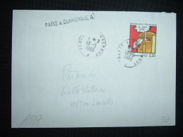 LETTRE TP LA COMMUNICATION 2,20F OBL. 13-5-1988 PARIS A DUNKERQUE A + GRIFFE LINEAIRE - Covers & Documents