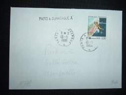 LETTRE TP LA COMMUNICATION 2,20F OBL. 13-5-1988 PARIS A DUNKERQUE A + GRIFFE LINEAIRE - Covers & Documents