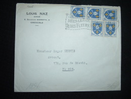 LETTRE TP BLASON SAINTONGE 5F X5 OBL.MEC. 23-3-1957 GRENOBLE RP (38 ISERE) LOUIS NAZ - 1941-66 Escudos Y Blasones