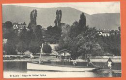 FEL888, St-Aubin, Plage De L'Hôtel Pattus, Barque De Pêcheur, Animée, Circulée 1914 - Saint-Aubin/Sauges