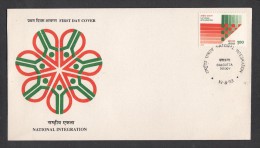 INDIA, 1993,   FDC,  National Integration Campaign, Calcutta Cancellation - Storia Postale