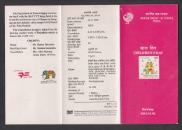 INDIA, 1993, National Children's Day, Childrens Day,  Folder - Briefe U. Dokumente