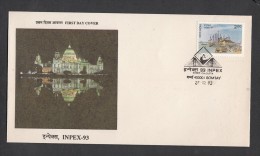 INDIA, 1993,  FDC,  INPEX 93, Indian National Philetelic Exhibition, Calcutta, Custom House Wharf, Bombay Cancellation - Lettres & Documents