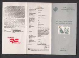 INDIA, 1993, Anniversary Of Indian National Army, I.N.A,  Folder - Briefe U. Dokumente