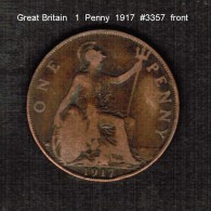 GREAT BRITAIN    1  PENNY   1917  (KM # 810) - D. 1 Penny