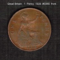 GREAT BRITAIN    1  PENNY   1928  (KM # 838) - D. 1 Penny