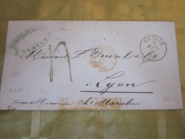 9 Juillet  1855 Lettre (mignonnette) De Genève   Suisse Helvetia --Cachet à Date Au Verso Lyon France +cachet Bleu Privé - Lettres & Documents