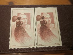 2 Vignette ** Marianne De Gandon  Donnée(une Seule)avec Billet D'entrée à L'exposition Philatélique De 1948 érinnophilie - Briefmarkenmessen