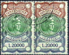 Coppia Concessione Governativa L. 20000 - Revenue Stamps