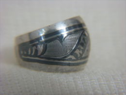 Vintage Soviet Russian Niello Silver Ring, Osh Kyrgyzstan Sz 6 - Ringe