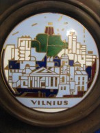 Vintage VILNIUS LITHUANIA Enamel Copper Wall Decor - Koper