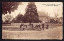 CPA ANCIENNE- FRANCE- ST-SULPICE-LES-FEUILLES (87)- CHAMP DE FOIRE- BELLE ANIMATION GROS PLAN- ATTELAGE ANE- TRICYCLE - Saint Sulpice Les Feuilles