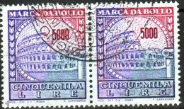 Coppia Marca Da Bollo L. 5.000 - Revenue Stamps