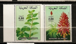 Maroc 1984 N° 967 / 8 ** Flore, Fleurs, Plantes Utiles, Mentha Viridis, Aloe Sp, Menthe Verte, Parfum, Goût - Maroc (1956-...)
