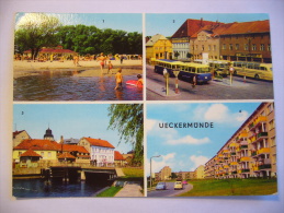 Germany: Ueckermünde - Am Haffbad, Karl-Marx-Platz - Autobus Skoda, Am Hafen, Neubauten - 1981 Used - Ückermünde