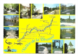 Cp, Carte Géographique, Vallée De La Dronne, Voyagée 1980 - Maps