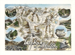 Cp, Carte Géographique, Luchon Et Ses Vallées, Voyagée 1963 - Maps