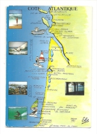 Cp, Carte Géographique, Côte Atlantique - Carte Geografiche