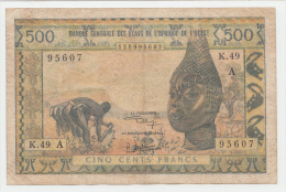 WEST AFRICAN STATES (Ivory Coast) 500 Francs 1959 - 1964 VF P 102Aj  102A J - West African States