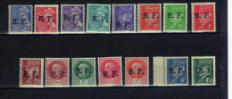 FRANCE - Timbres De Libération LYON (Rhône) B Surcharge RF. (BV) La Série De 15 - Libération